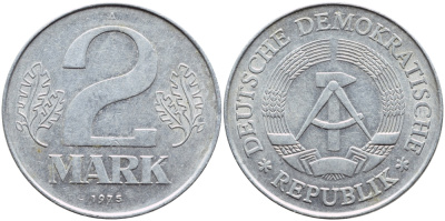 ГДР 2 марки 1975 A КМ 48 алюминий 259-952