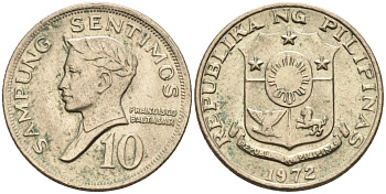 Филиппины 10 сентимо 1972 Франсиско Балагтас KM 198 медно-никель 4588-823
