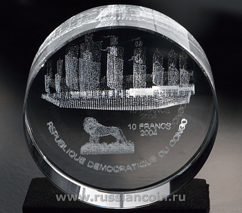Конго 10 франков 2004 парусник, джонка, тираж 2000 экз. в коробке с сертификатом KM NEW акрил 2-4-2-15