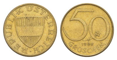 Австрия 50 грошей 1996 KM 2885 алюминиевая бронза 4632-654