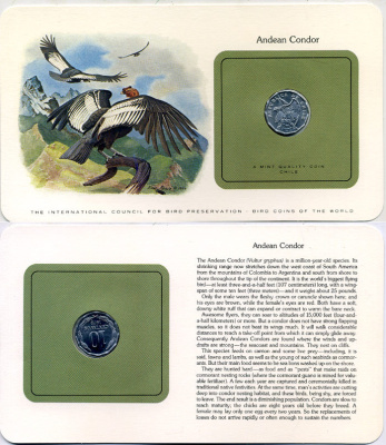 ЧИЛИ 10 СЕНТАВО 1979 СЕРИЯ МОНЕТЫ МИРА С ИЗОБРАЖЕНИЕМ ПТИЦ, В ОРИГИНАЛЬНОМ БУКЛЕТЕ С ОПИСАНИЕМ KM 205а алюминий UNC 5121-2