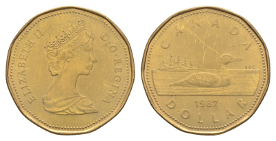 Канада 1 доллар 1987 Елизавета II (1952-2022), утка KM 157 никель плакированный алюминиевой бронзой 4637-953