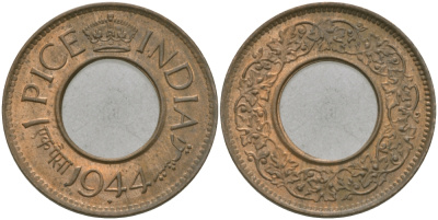 Британская Индия 1 пайс 1944 Георг VI (1936-1952) KM 533 бронза 33-1034