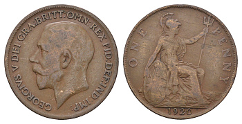 Великобритания 1 пенни 1920 Георг V (1910-1936) KM 810, Spink 4051 бронза 4661-635