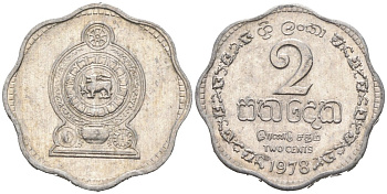 Шри-Ланка 2 цента 1978 KM 138 алюминий 176-815