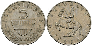 Австрия 5 шиллингов 1979 KM 2889a медно-никель 4167-912