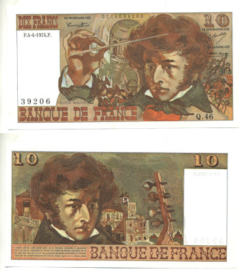 ФРАНЦИЯ 10 ФРАНКОВ 1974 4 АПРЕЛЯ 1974 Pick 150a бумага aUNC 3295-10-2