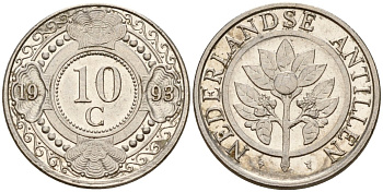 Нидерландские Антилы 10 центов 1993 Беатрикс (1980-2013) KM 34 сталь плакированная никелем 4174-765