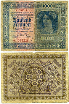 АВСТРИЯ 1000 КРОН 1922 Pick 78 бумага 3295-12-2