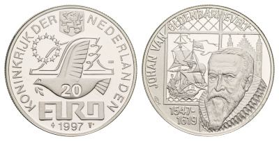 Нидерланды 20 евро 1997 Йохан ван Олденбарневелт X 140 серебро PROOF 443-1412