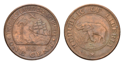 Либерия 1 цент 1961 KM 13 бронза 4679-118