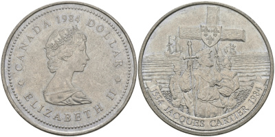 Канада 1 доллар 1984 Жак Картье KM 141 никель UNC 97-226