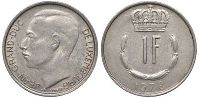 Люксембург 1 франк 1978 KM 55 медно-никель 4143-117