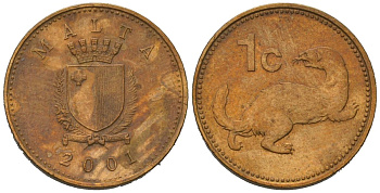 Мальта 1 цент 2001 KM 93 никель латунь aUNC 4528-622