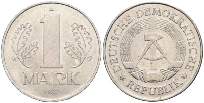 ГДР 1 марка 1982 A KM 35.2 алюминий 4143-826