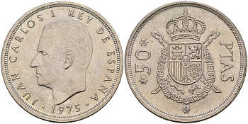 Испания 50 песет 1975 (80) Хуан Карлос I (1975-2014) KM 809 медно-никель    4149-411