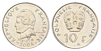 Французская Полинезия 10 франков 2004 KM 8 никель UNC 4666-523