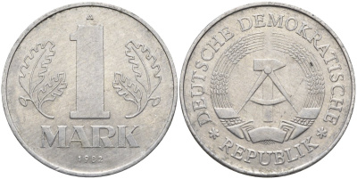 ГДР 1 марка 1982 A KM 35.2 алюминий 4139-112