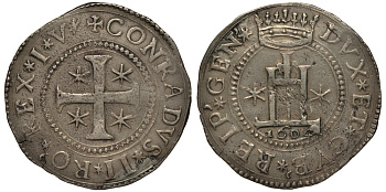 Генуя 1 скудо 1604 республика Dav. 3900, Lunardi 230 (R1). серебро 10-016-57