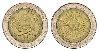 Аргентина 1 песо 2006 KM 112 биметалл 3459-1055