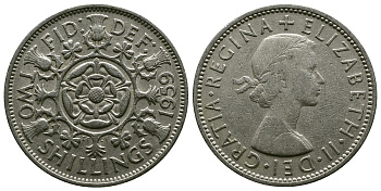 Великобритания 2 шиллинга (флорин) 1959 Елизавета II (1952-2022) KM 906, Spink 4146 медно-никель 4382-224