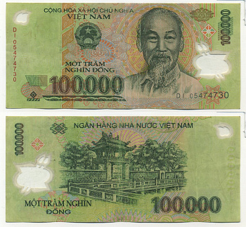 ВЬЕТНАМ 100000 ДОНГОВ 2005 ХО ШИ МИН Pick 122b пластик 7204-20-3