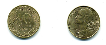 ФРАНЦИЯ 10 САНТИМОВ 1982 ТИП MARIANNE KM 929 медь алюминий никель 62-2429