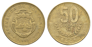 Коста-Рика 50 колонов 1999 год-тип KM 231.1 латунь 4663-1014