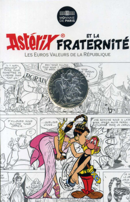 Франция 10 евро 2015 серия Астерикс и свобода, Латравиата (Latraviata) и Астерикс, в оригинальном буклете KM NEW серебро UNC 1-4-3-27
