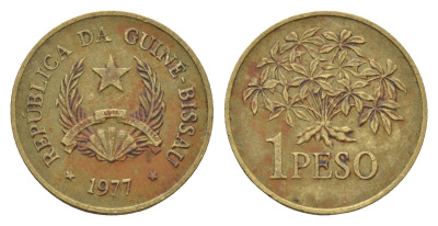 Гвинея-Бисау 1 песо 1977 KM 18 алюминиевая бронза 4679-556