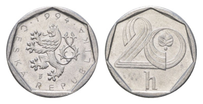 Чехия 20 геллеров 1994 KM 2.1 алюминий 4623-758