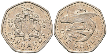 Барбадос 1 доллар 2004 летучая рыба KM 14.2 медно-никель 4574-612