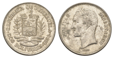 Венесуэла 2 боливара 1990 Симон Боливар Y 43a сталь плакированная никелем 4662-957