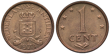 Нидерландские Антилы 1 цент 1973 Юлиана (1948-1980) KM 8 бронза UNC 4118-916