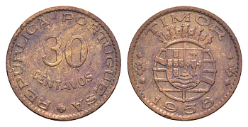 Португальский Тимор 30 сентаво 1958 год-тип KM 11 бронза 413-1345