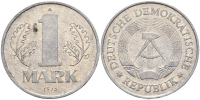 ГДР 1 марка 1975 A KM 35.2 алюминий 4143-823