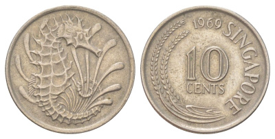 Сингапур 10 центов 1969 KM 3 медно-никель 4627-1012
