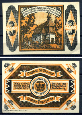 Кандрзин-Погоржеллец Силезия 3 марки 1921 бумага aUNC 7556-20-2-1