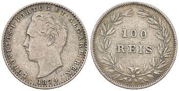 Португалия 100 реалов 1874 Луиш I (1861-1889) KM 510 серебро 272-1711
