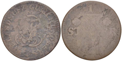 Юлих-Берг 1/2 штюбера 17ХХ Карл Теодор (1742-1799) KM 205 медь 210-1141