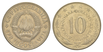 Югославия 10 динаров 1981 KM 62 медно-никель 4385-924