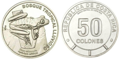 Коста-Рика 50 колон 2023 серия сохраним наш мир, лягушка KM NEW медно-никель  UNC  M68-06