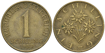 Австрия 1 шиллинг 1983 KM 2886 алюминиевая бронза 4167-1152