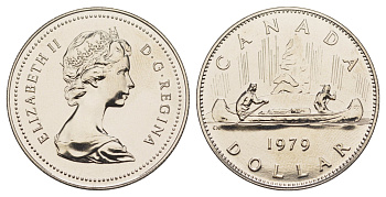 Канада 1 доллар 1979 Елизавета II (1952-2022), каноэ KM 120 никель PROOF-LIKE (BU) 4185-634