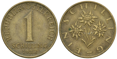Австрия 1 шиллинг 1983 KM 2886 алюминиевая бронза 4167-1152