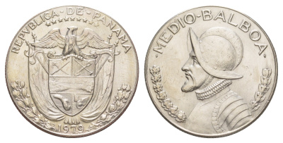 Панама 1/2 бальбоа (50 сентесимо) 1979 редкий год KM 12b медь плакированная медно-никелем 4634-1125