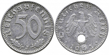 ГЕРМАНИЯ 50 РЕЙХСПФЕННИГОВ 1943 J J. 372, KM 96 алюминий 4525-1231