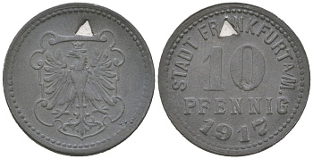 Франкфурт-на-Майне 10 пфеннигов 1917 Funck 136, Men05 7947.2, Men18 9918.2 цинк 4617-226