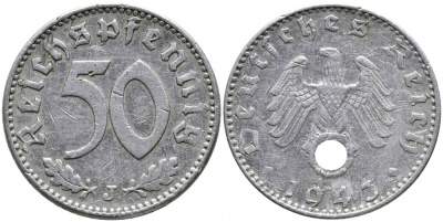 ГЕРМАНИЯ 50 РЕЙХСПФЕННИГОВ 1943 J J. 372, KM 96 алюминий 4525-1231