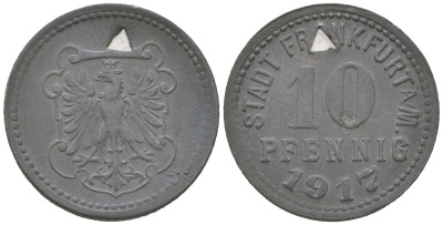 Франкфурт-на-Майне 10 пфеннигов 1917 Funck 136, Men05 7947.2, Men18 9918.2 цинк 4617-226